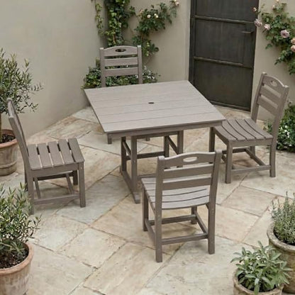 5 PCS Outdoor Dining Set, Weather Resistant HDPE 37.8" Square Patio Table and Chairs Patio Furniture Sets with 1.7" Umbrella Hole for Garden, Backyard, Yard, Pool, Balcony, Brown - color: 37.8" Outdoor Dining Set of 5, Brown