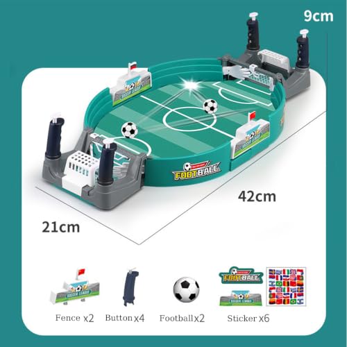 Football Table Interactive Game, Mini Tabletop Soccer Pinball Games Set with 4 Balls, for Foosball Pinball Kids Adults Interactive Game Room Family Night, Green (16.8inch) - color: 42cm