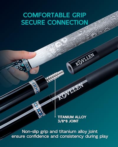 KONLLEN Carbon Fiber Pool Cue 2.0, 58-inch Low Deflection Billiard Stick for Adults with 12.5mm Tip and Pro Taper - color: 019 AK-15WF 2.0 set-white