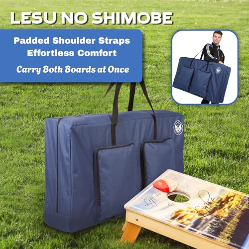 Premium Cornhole Carrying Case - Fits Regulation 4’ x 2’ Boards, Water Resistant Corn Hole Board Carry Case with Reinforced Protection, Padded Straps & Pockets