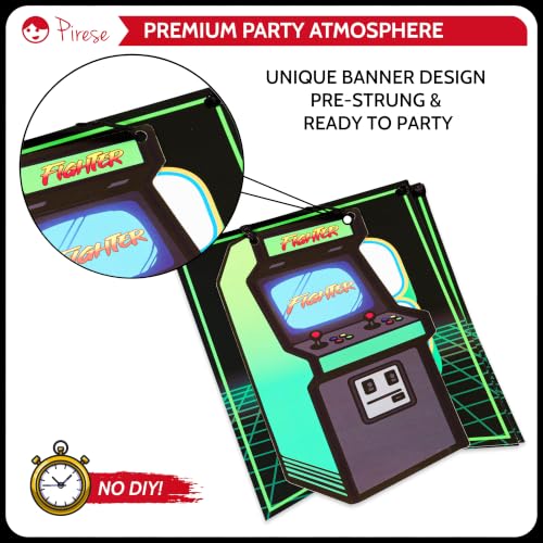 Pirese Video Game Birthday Decorations, Gaming Birthday Party Decorations for Boys, Gamer Birthday Banner & Party Supplies, Pre-Strung Game On Level Up Banner, Controller & Starburst Balloons for Kids