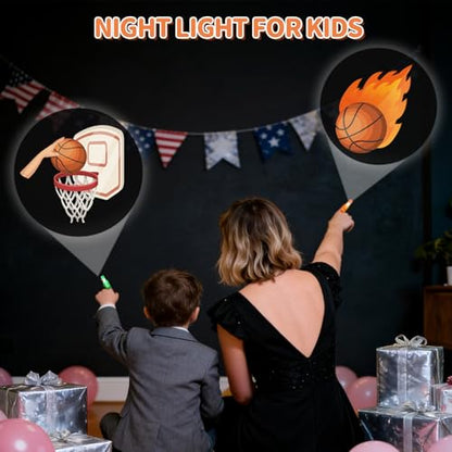 36 Pack Basketball Party Favors LED Finger Lights, Glow in the Dark Sports Birthday Party Supplies, Goodie Bag Stuffers Classroom Treasure Box Prizes for Kids - style: Basketball