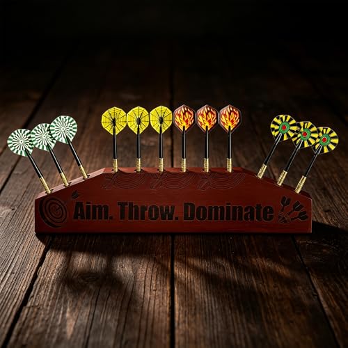 Wall Mounted Dart Holder Wall Caddy, Wooden Dart Rack Holds 12 Darts, Dart Board Accessories Display Stand for Dart Game, Dartboard Wall Storage Organizer
