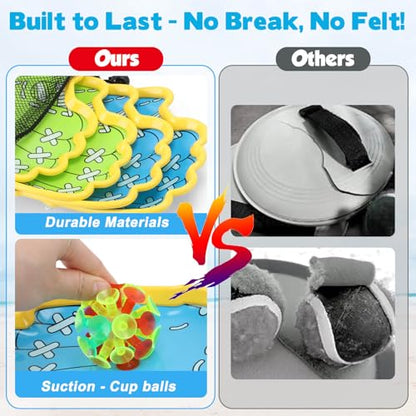 Dolanus Toss and Catch Games - Throw Catch Velcro Ball Set with 4 Paddle, 4 Balls, Toys for Kids Outdoor Outside Pool Sand Beach Activities, Birthday Gifts for Ages 3 4 5 6 8 12 Year Old Boys Girls