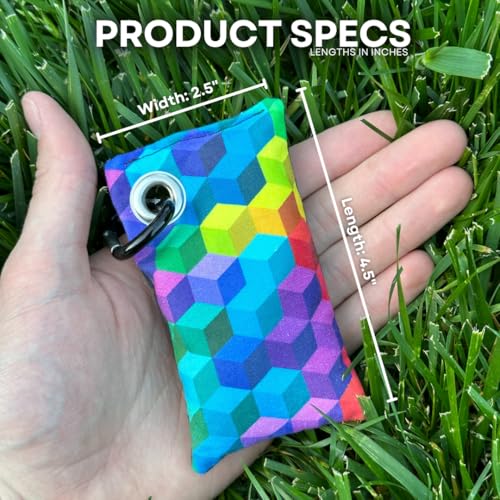HYZER HOUND DISCS Disc Golf Chalk Bag | Dry Your Hands in the Heat of Summer | Attaches to Bag with a Carabiner | Improve Your Hand Grip for Consistency | Essential Disc Golf Accessories | Chalk - color: Rainbow Cubes