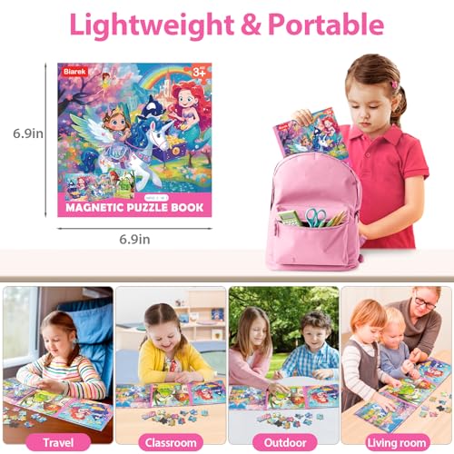 Little Princess Magnetic Puzzles for Toddlers 3-5 Girls, Mermaid Puzzles for Kids Ages 4-6 Todder Puzzle Car Airplane Road Trip Activities Magnet Games Toys for 3 4 5 6 Year Old Children Girls Gifts - style: Princess