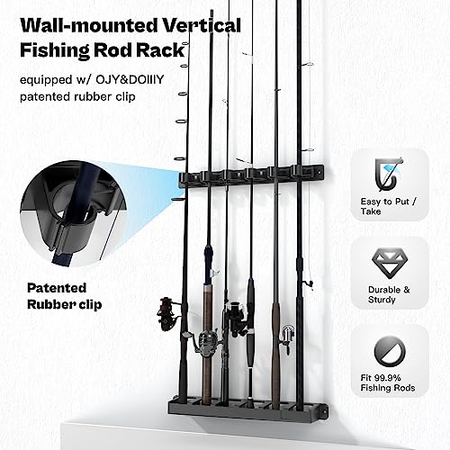 OJYDOIIIY Wall Mount Fishing Rod Holders,Vertical Fishing Pole Storage Rack for Garage 2 Packs - color: 2 Packs, 12 Rods