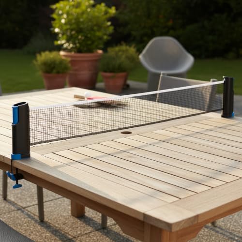 Retractable Table Tennis Net Set, Tool-Free Clamp Design for Dining & Office Tables, Portable ABS Plastic Ping Pong Net with Posts - color: Black