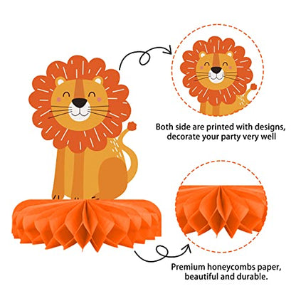 Safari Birthday Decorations Table Centerpiece - Jungle Animals Theme Party Supplies, Honeycomb Table Toppers for Animal Jungle Theme Party Decorations - style: safari