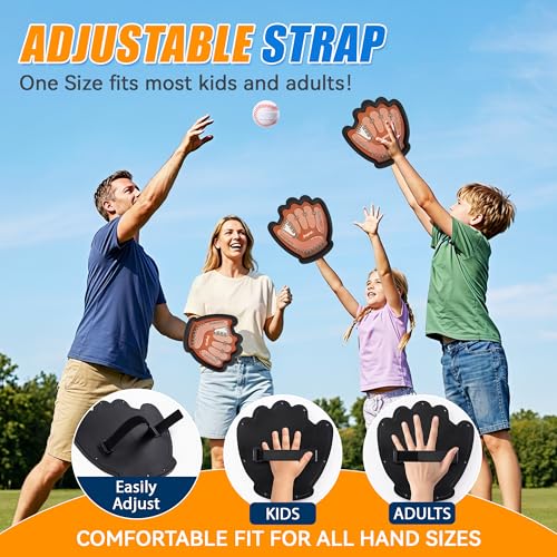JoyCat Toss and Catch Ball Game for Kids, 2 Paddle Sticky Ball Set, Toddler Baseball Catch Toy, Outdoor Game for Beach, Yard&Camping, Family Sports for Boys Girls Ages 3-12