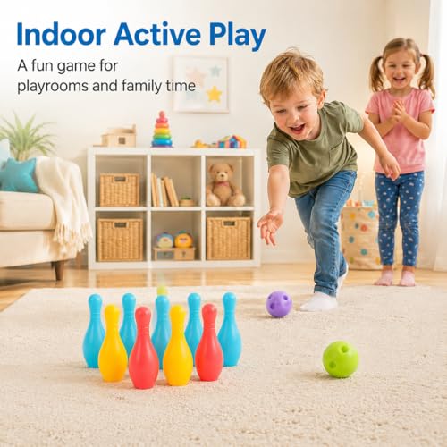VOSAREA 1Set Plastic Bowling for Indoor Outdoor Recreational Bowling Plaything Fun Pin and Ball for Parties