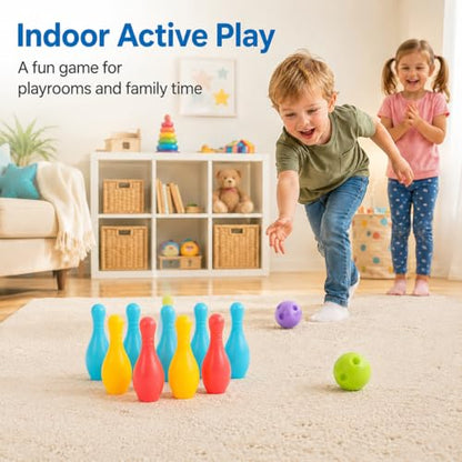 VOSAREA 1Set Plastic Bowling for Indoor Outdoor Recreational Bowling Plaything Fun Pin and Ball for Parties
