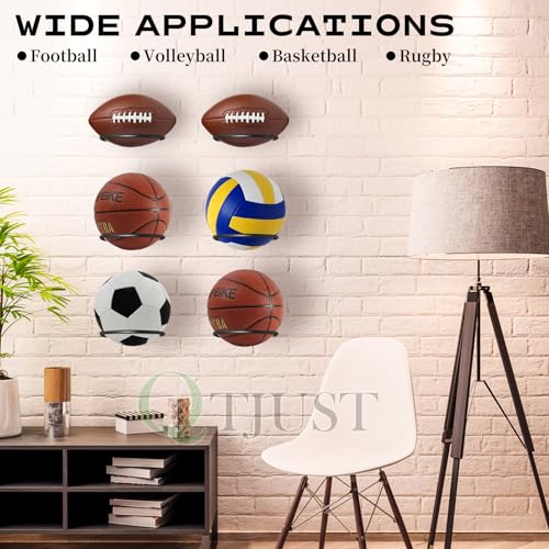 Mounted Ball Wall Storage Display Universal Ball Rack Metal Black Rack Holder Space Saver for Basketball Football Volleyball Soccer Storage Display - size: 30 Pack/6in