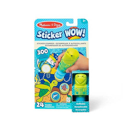 Melissa & Doug Sticker Wow!™ 24-Page Activity Pad and Sticker Stamper, 300 Stickers, Arts and Crafts Fidget Toy Collectible Character – Sea Turtle - for Kids Ages 3+ - FSC Certified - color: Sea Turtle, size: Single