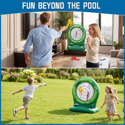 Inflatable Dart Board Pool Toys Games, Pool Toys for Kids Ages 8-12, Axe Throwing Game with 4 Soft EVA Axes, Summer Swimming Pool Games Water Toy Pool Party Games for Teens Adults Family