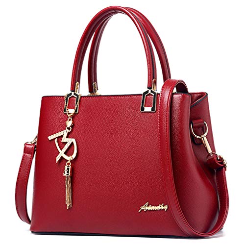 Womens Purses and Handbags Shoulder Bags Ladies Designer Top Handle Satchel Tote Bag - color: Red