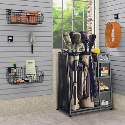 Suncast Golf Bag & Golfing Equipment Heavy-Duty Metal Organizer Rack w/ 3 Storage Shelves
