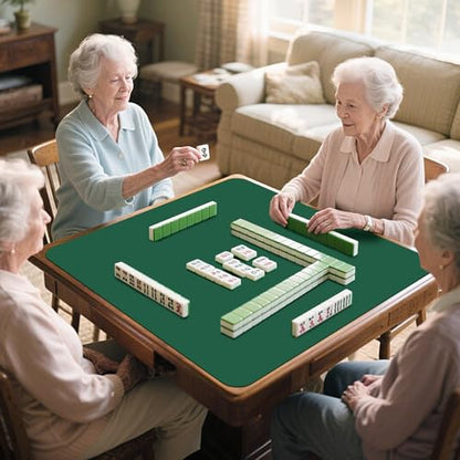 34.5"x34.5" Large Rubber Mahjong Mat Anti Slip and Noise Reduction Play Mat for Mahjong, Board Games, Dominoes, Tile Games Tabletop Cover Poker Mat with Carrying Bag(Green) - color: Green 2