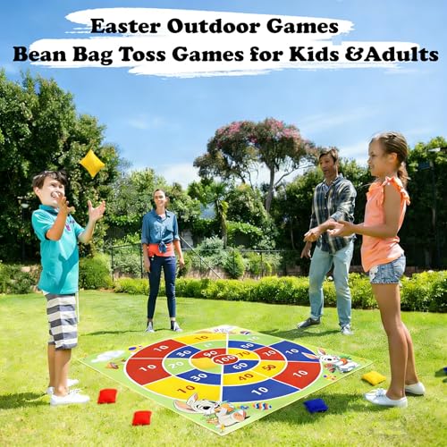 Giant Bean Bag Toss Outdoor Games for Kids Adults,4.5x4.5FT Large Outside Lawn Camping Field Day Giant Yard 4th of July Games for Kids Family, Backyard Carnival Outdoor Fun Fourth of July Game