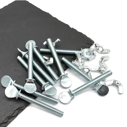 10 Sets 1/4"-20 x2 Thumb Screw Bolts and Wing Nut Kit Zinc Plated Finger Tight Racket Screw and Nut Tool-Free Racket & Sports Equipment Hardware Fitting Fastenings Assortment Kit - size: 10 Sets 1/4"-20 x2" ThumbScrews&WingNuts