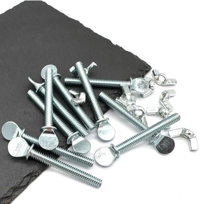 10 Sets 1/4"-20 x2 Thumb Screw Bolts and Wing Nut Kit Zinc Plated Finger Tight Racket Screw and Nut Tool-Free Racket & Sports Equipment Hardware Fitting Fastenings Assortment Kit - size: 10 Sets 1/4"-20 x2" ThumbScrews&WingNuts