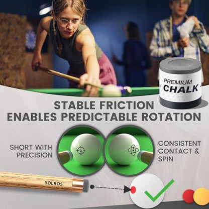SOLROS Billiards Cue Chalk - High Performance Pure Round Pro Chalk | Color：Blue，3PCS，Low Dust & Long Lasting，Ready to Usez，Smooth Control，for Any Venue - color: Gray