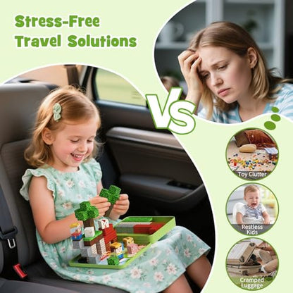 49 Pcs Farm Animals Magnetic Building Blocks Set for Toddlers 3-5, Travel Toys with Iron Storage Box, Magnetic Tiles & Cubes for Kids Ages 4-8, STEM Learning, Portable Play Base for Car Plane Trips - style: Farm Animals Magnetic Building Blocks Travel Set