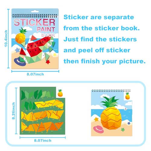 AEAHALY Summer Theme Reusable Sticker Book Sticker Paint Books Crafts for Kids Ages 4-8 Boys and Girls Birthday Gifts Party Favor, Travel Activity Book Stickers for Kids Learning - style: Summer