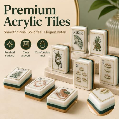 4-Layer American Mahjong Set, 160 Pcs Premium Acrylic Mahjong Tiles, 1.42 Inch Mahjong Tile Set with Carrying Case & 5 Dice, Portable for Home Travel Party Adults Gift (Leopard Print) - color: Leopard Print
