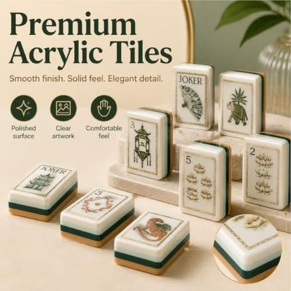 4-Layer American Mahjong Set, 160 Pcs Premium Acrylic Mahjong Tiles, 1.42 Inch Mahjong Tile Set with Carrying Case & 5 Dice, Portable for Home Travel Party Adults Gift (White Lotus) - color: White Lotus