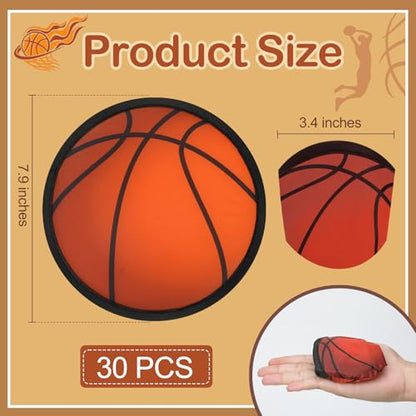 Mototo 30 PCS Foldable Flying Disc Fans 8 Inch Basketball Foldable Flying Disc Fans Bulk with Pouch Collapsible Pop up Hand Fan Goodie Bags Sports Party Favor for Kids Operation Christmas Child Items - color: Basketball