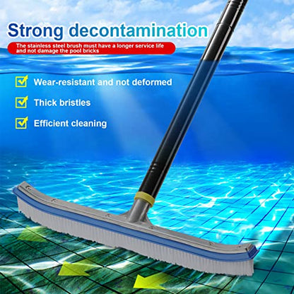 Swimming Pool Brush, 6 FT Stainless Steel Heavy Duty Clean Swimming Pool Brush with Pole, Use for Swimming Pool Wall Tile Floor and Step - size: 6FT