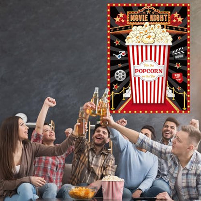 Faccito Movie Night Party Pin The Popcorn on The Box Large Poster with 24 Popcorn Stickers Blindfold Carnival Set for Movie Theater Carnival Birthday Party Decoration Activities Supplies - style: Movie
