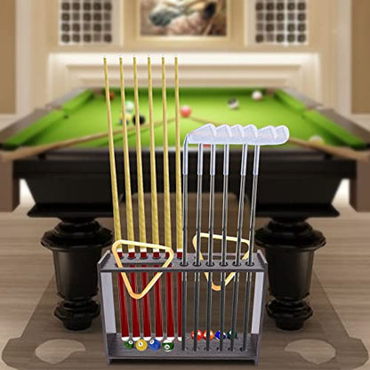 Golf Clubs Billiards Pool Cue Rack, Holds 12 Billiards Stick, 2 Pool Triangle Racks and Billiards Accessories Pool Balls, Pool Tables Organizer Display Stand - style: style 3