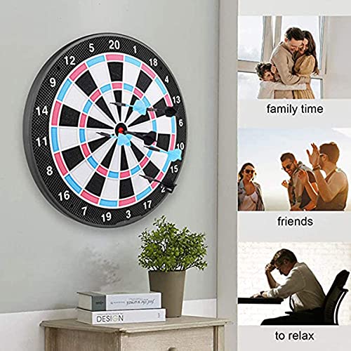 18In No Electronic Dart Board for Soft Tip Darts Set, Classic Style, Dartboard with 6 Pcs Plastic Darts Set Extra Soft Tips, Pink for Adult Kids