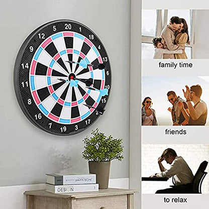 18In No Electronic Dart Board for Soft Tip Darts Set, Classic Style, Dartboard with 6 Pcs Plastic Darts Set Extra Soft Tips, Pink for Adult Kids