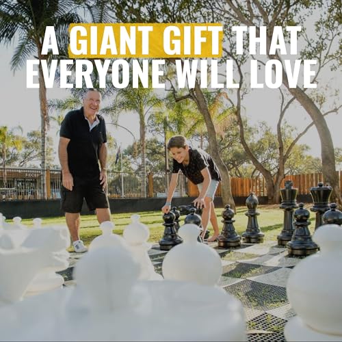 MegaChess Giant Chess Set Game with 25" Tall King - A Large Chess Set Yard Game for Families Looking for Outdoor Jumbo Games - 32 Large Pieces Made from Durable HDPE (Plastic Board Included)