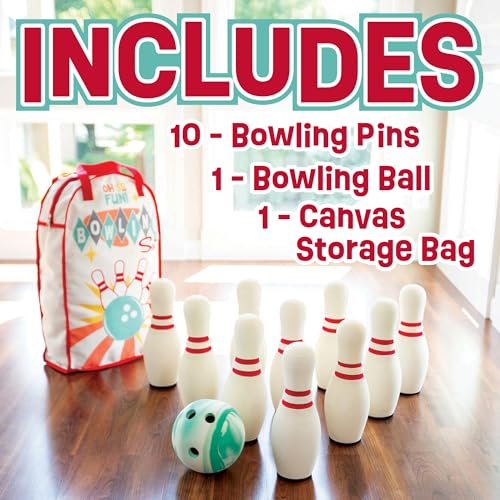 MindWare Oh So Fun! Deluxe Bowling Set – Safe & Fun Foam Bowling Set for Kids Ages 3 & Up