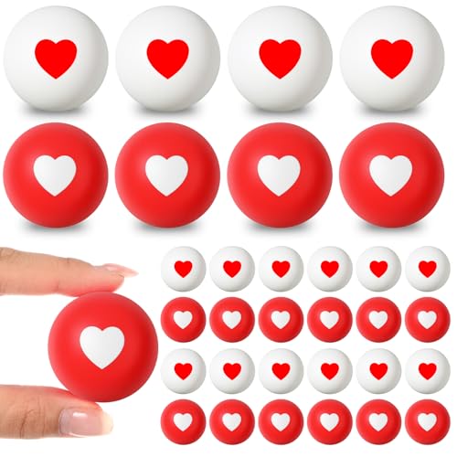 Soulchen 24 Pcs Table Tennis Balls Plastic Novelty Table Tennis Stress Props 40 mm for Party Playing Beach Decor Beer Game Party Favors - style: Valentine's Day