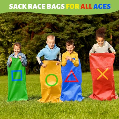 Potato Sack Race Bags, Easter Sack Race Bags for Adults and Kids Outdoor Games Backyard Games Party Birthday Games Carnival Field Day Lawn Family Reunion Games - color: 12 Pieces - 4 colors