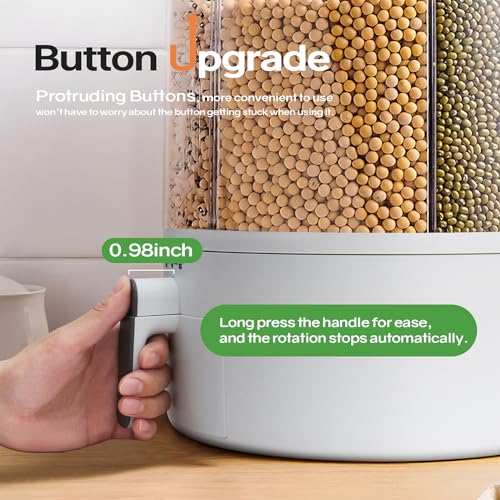 16lb Grain and Rice Storage Container, 6 Grid Rotating Dispenser, Airtight Rice Storage - size: PRO-M