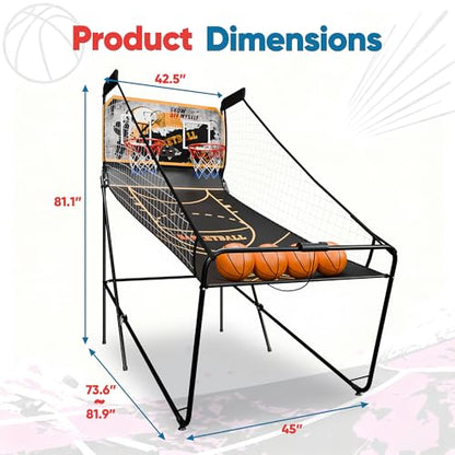 Basketball Arcade Game Shot Creator Indoor Foldable Electronic Double Shootout Sport Game Official Home Dual Shot Basketball 2 Player with 4 Balls (Black Gold) - color: Black Gold