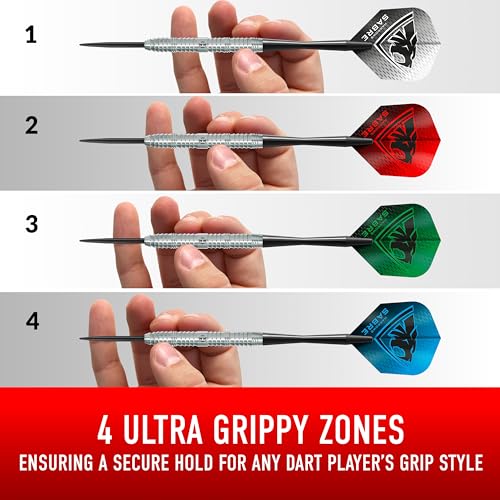 Harrows Sabre 90% Tungsten Steel Tip Darts Set I 21g to 26g All Weights Available I Huge 24pcs Bundle with Spare Shafts, Prime Flights & Travel Case - size: 26 grams