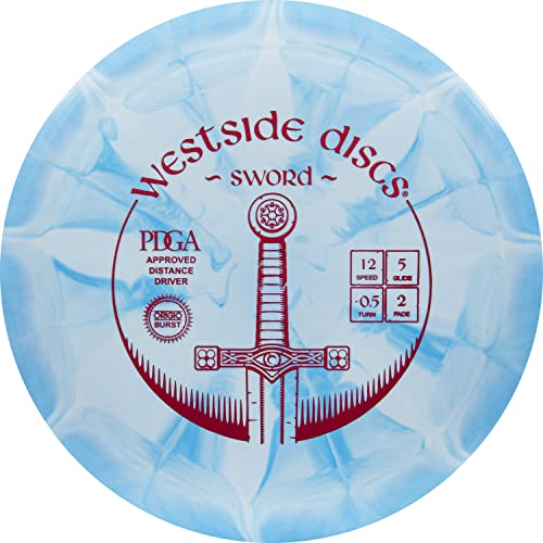 Westside Discs Origio Burst Sword Disc Golf Disc | User Friendly and Controllable Disc Golf Disc | Straight Flying Distance Driver | 170g Plus | Stamp Color Will Vary (Blue) - color: Blue