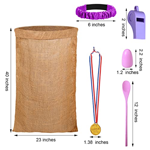 Chivao 40 Pcs Outdoor Carnival Games Combo Set Potato Sack Race Bags Egg Spoon Relay Race Three-Legged Races with Straps Whistles Medals for Family School Birthday Party Field Day Outside Game