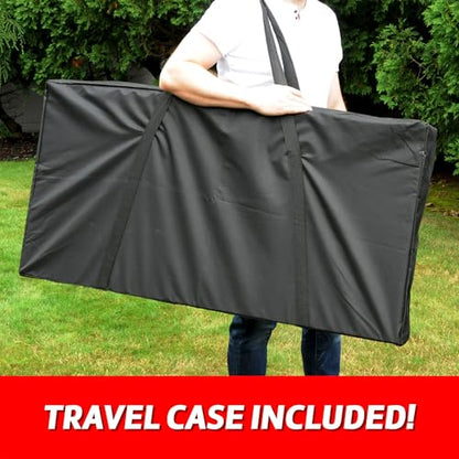 Driveway Games Traditional Wood Cornhole Game, Regulation-Sized 4' x 2' Cornhole Game Set with All-Weather Bean Bags, Includes Foldable Legs and Storage Bag