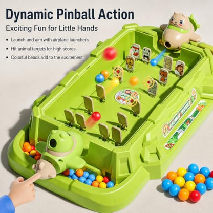 predolo Mini Pinball Game, Airplane Theme Pinball Machine with Lights and Sounds, Electronic Scoring Desktop Game, Portable Pinball for Kids 4+