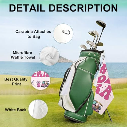Funny Microfiber Pink Golf Towel with Clip, Golf Accessories for Women Golfers, Mothers Day Birthday Retirement Gifts for Mom Ladies Grandma Aunt Wife GolfFans, 16x24 Inch (Pink) - color: In My Golf Era