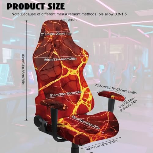 3D Volcanic Rock Gaming Chair Covers Stretchable 4 Piece Set Universal Armchair Slipcovers Soft Protective Furniture Protector for Living Room Bedroom College Students Dorm Room - color: 3d Volcanic Rock