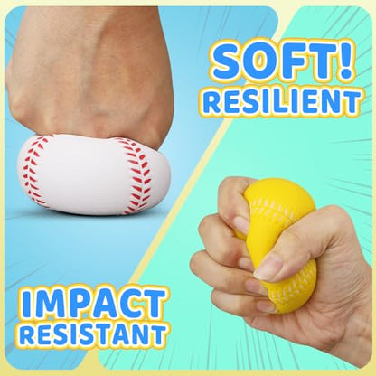 Dilabnba 6PCS Foam Baseballs, Softballs Practice Training Ball for Kids Beginners, Hand Exercise Squeeze Ball for Kids Adults, Safe Throwing, Catching and Batting Practice (2.6inch)